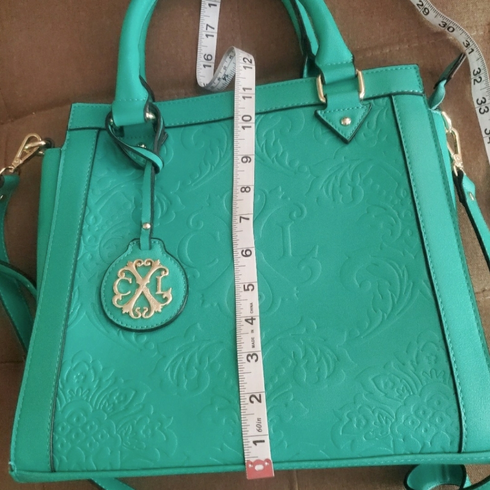 Stunning 💯 Christian Lacroix Teal Satchel - Picture 3 of 16